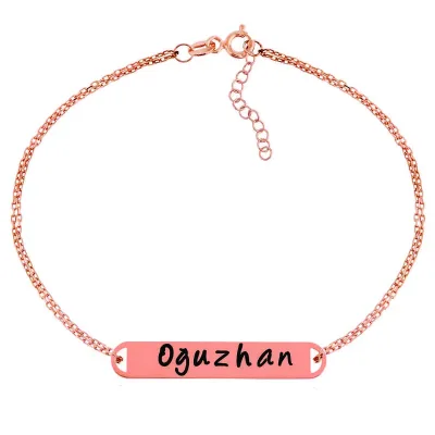 Gümüş Rose Kişiye Özel İsimli Bayan Bileklik