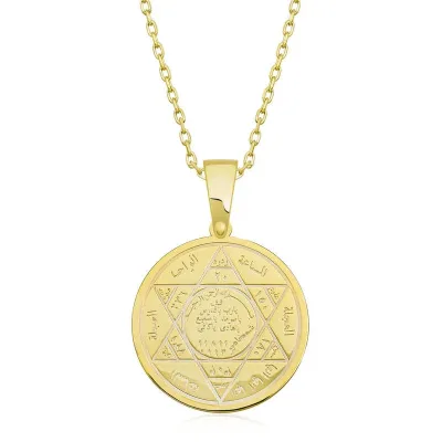 Gümüş Gold Süleyman Mührü Kolye