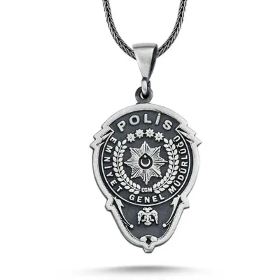 Gümüş Emniyet Teşkilatı Polis Armalı Kolye