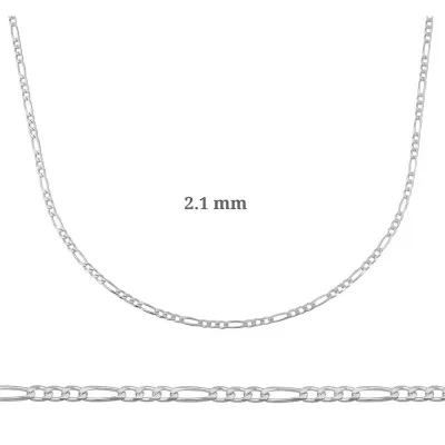 2.10 mm Gümüş Figaro Zincir - 0.60 mikron