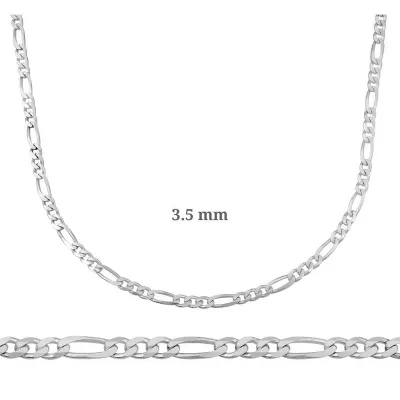 3.5 mm Gümüş Figaro Zincir - 100 mikron