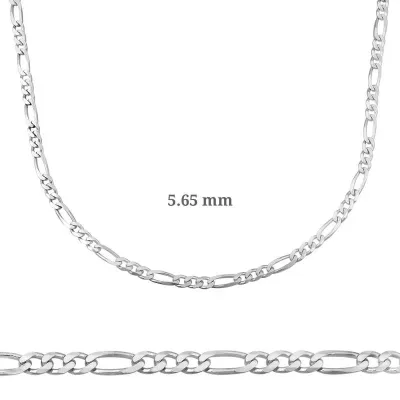 5.65 mm Gümüş Figaro Zincir - 160 mikron
