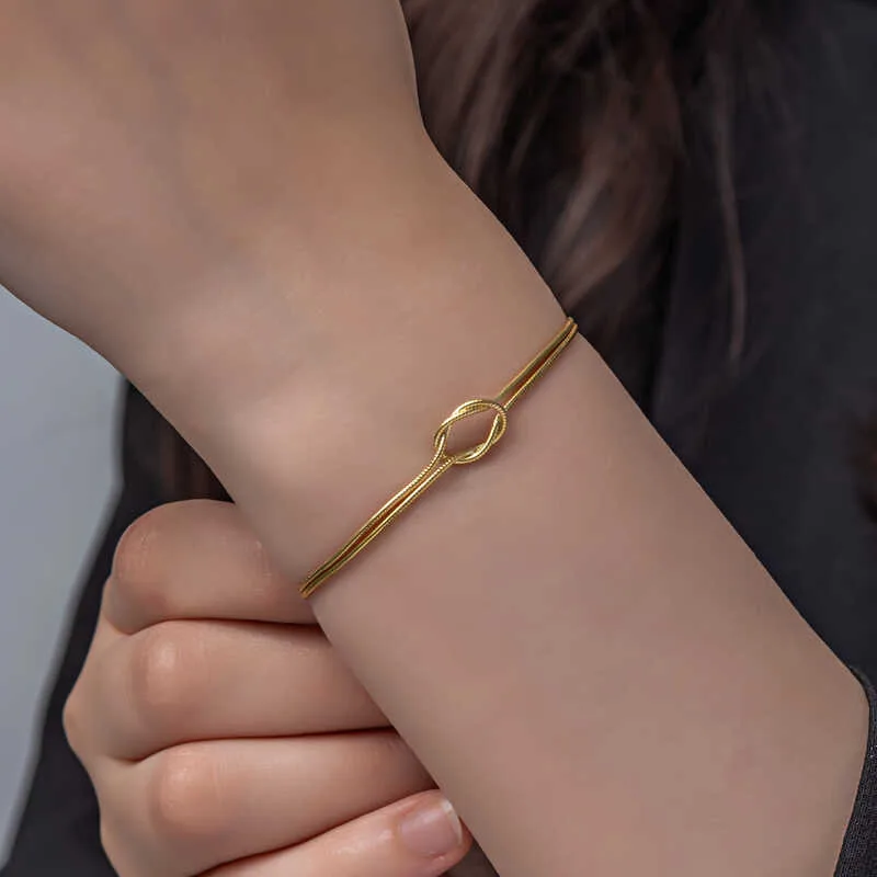 Gümüş Gold Aşk Düğüm Kadın Bileklik görsel 1
