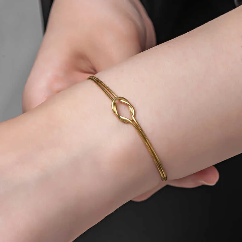 Gümüş Gold Aşk Düğüm Kadın Bileklik görsel 5