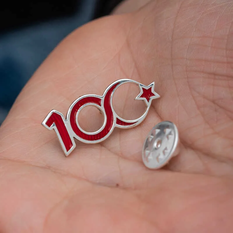 Gümüş Ay Yıldız 100.Yıl Rozet görsel 3