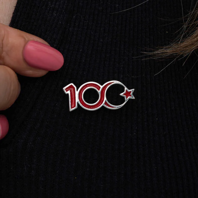 Gümüş Ay Yıldız 100.Yıl Rozet görsel 4
