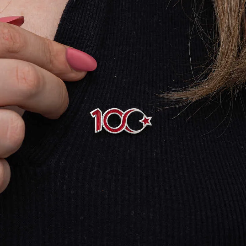 Gümüş Ay Yıldız 100.Yıl Rozet görsel 5