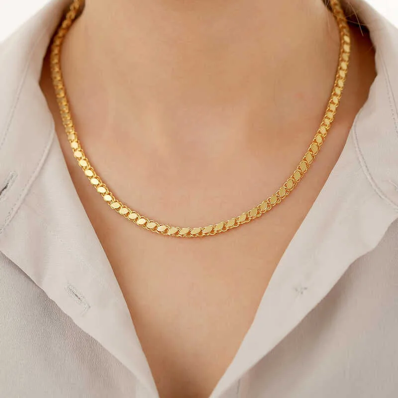Gümüş Gold Pullu Arpa Zincir görsel 2