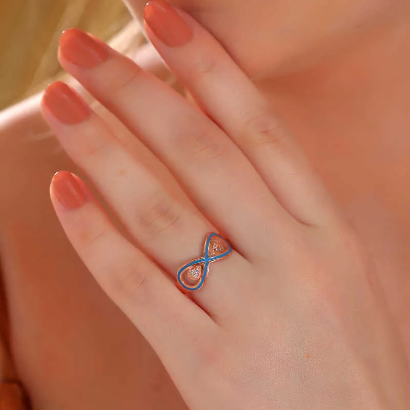 Gümüş Rose Zirkon Taşlı Sonsuzluk Kadın Yüzük görsel 2