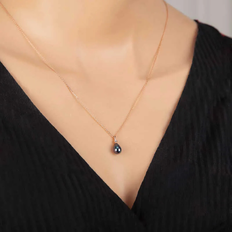 Gümüş Rose Damla İnci Kadın Kolye görsel 2