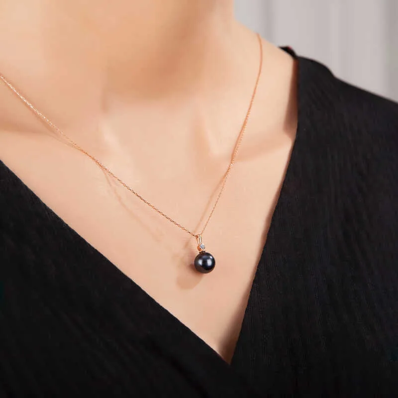 Gümüş Rose Yuvarlak İnci Kadın Kolye görsel 2